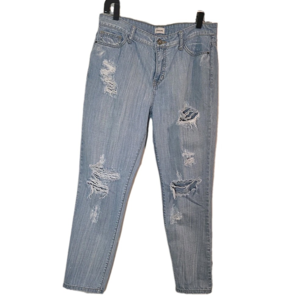 Sneak Peek Womens Jeans Sz. M Straight Boyfriend Denim Pants Distressed Cotton